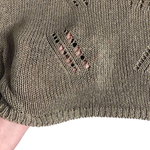 Vertigo Paris Top Womens L Tan Open Knit Embellished Tunic Tank Boho Festival - Picture 10 of 16